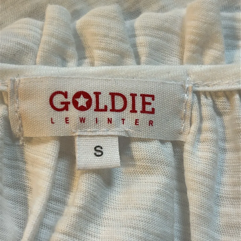 NWT Goldie Lewinter Butterfly Peasant Ruffle Sleeve White 100% Cotton Tee Small - Image 6
