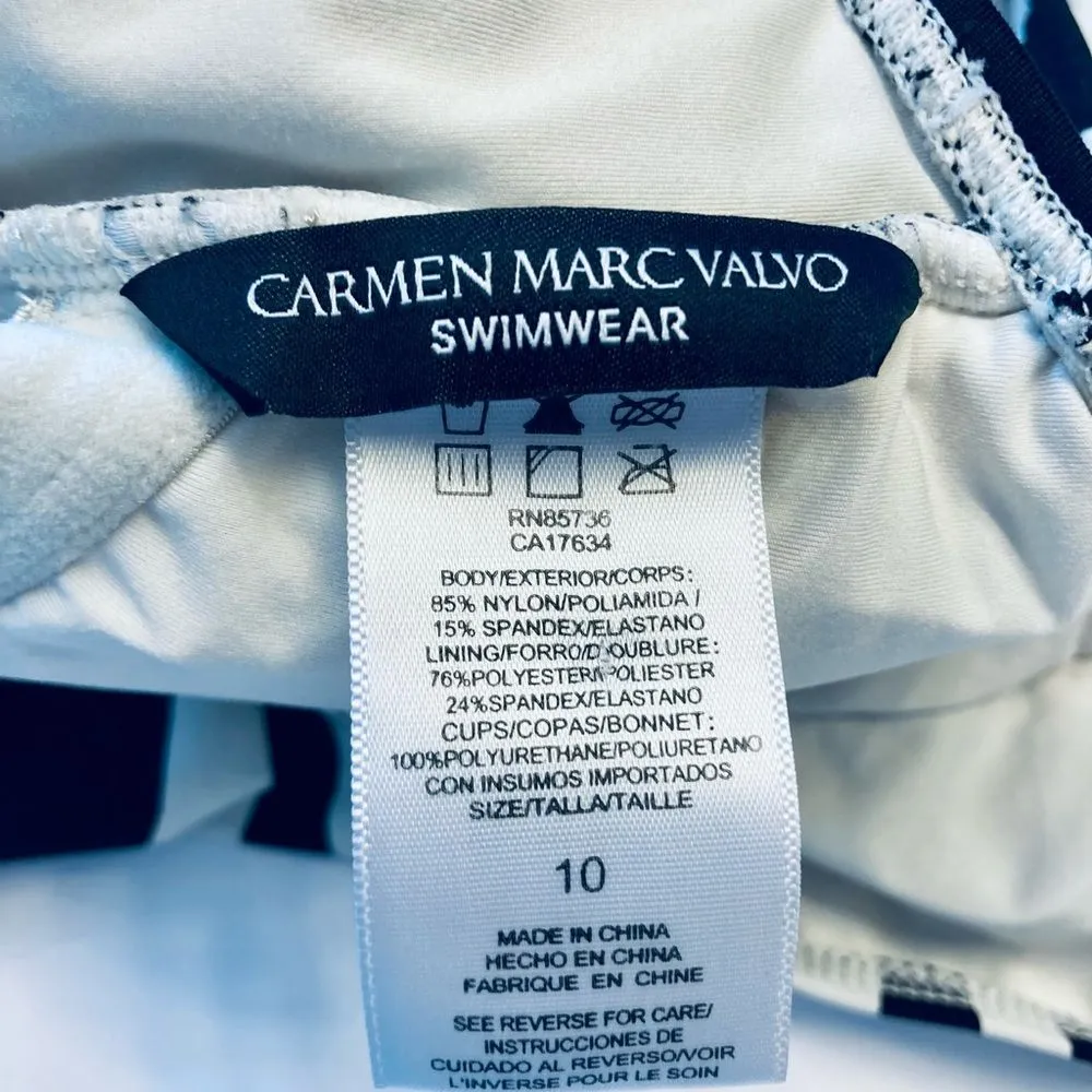 Carmen Marc Valvo‎ Zebra Luxe Black Maillot Gorgeous Animal Swimsuit Size 10 - Image 6