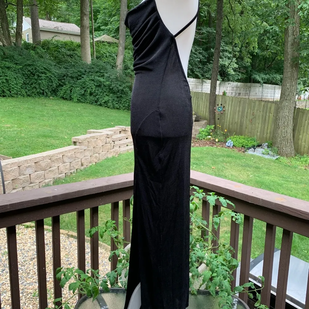 New NWT Runway The Label Slinky Black Slip Maxi Dress Size S Small Stretch - Image 3