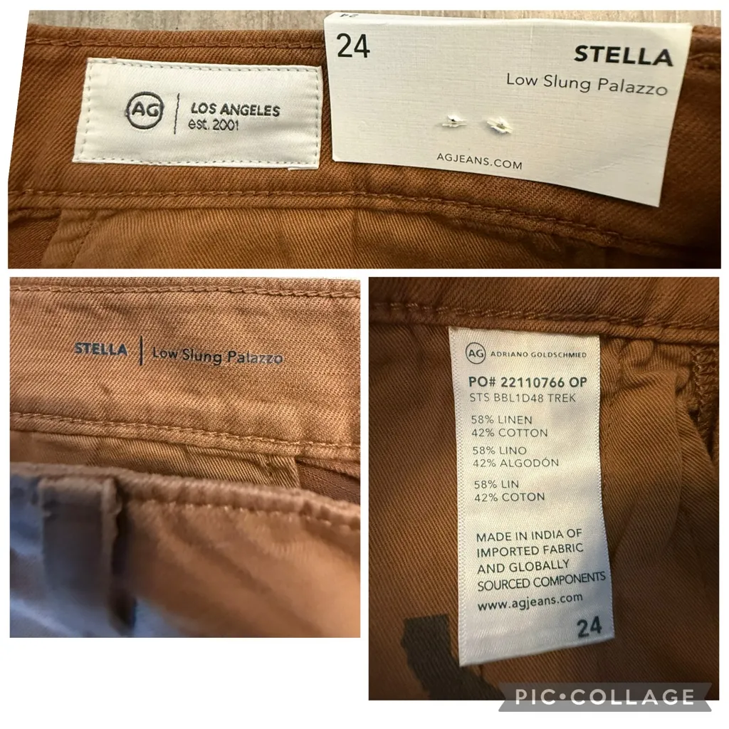 Adriano Goldschmied AG Stella Low Slung Palazzo Pants Wide Leg Trousers Linen 24 - Image 9