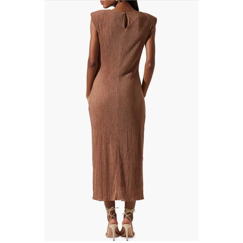 ASTR The Label Women's Plisse Brown Maxi Dress Nordstrom Boho Modest Party Event - Image 12