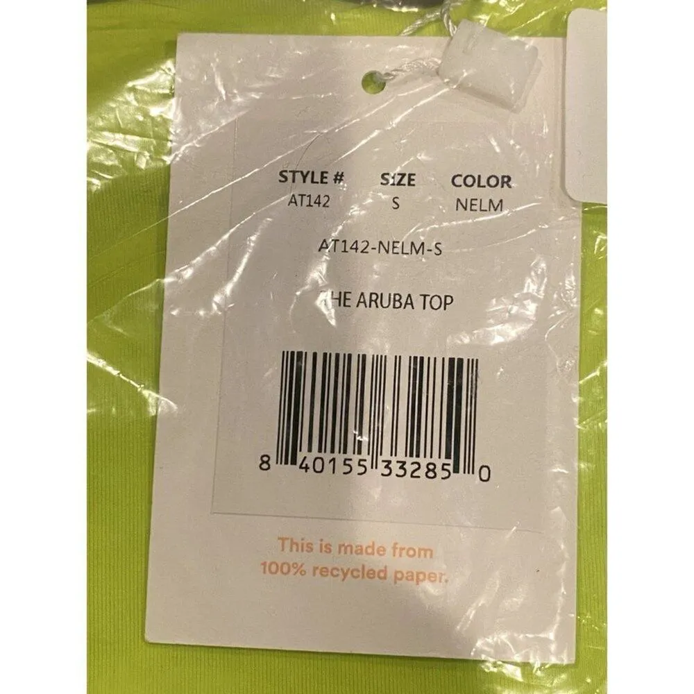 NWT Andie Swim The Aruba Bandeau Convertible Top Removable Straps S Neon Green - Image 7