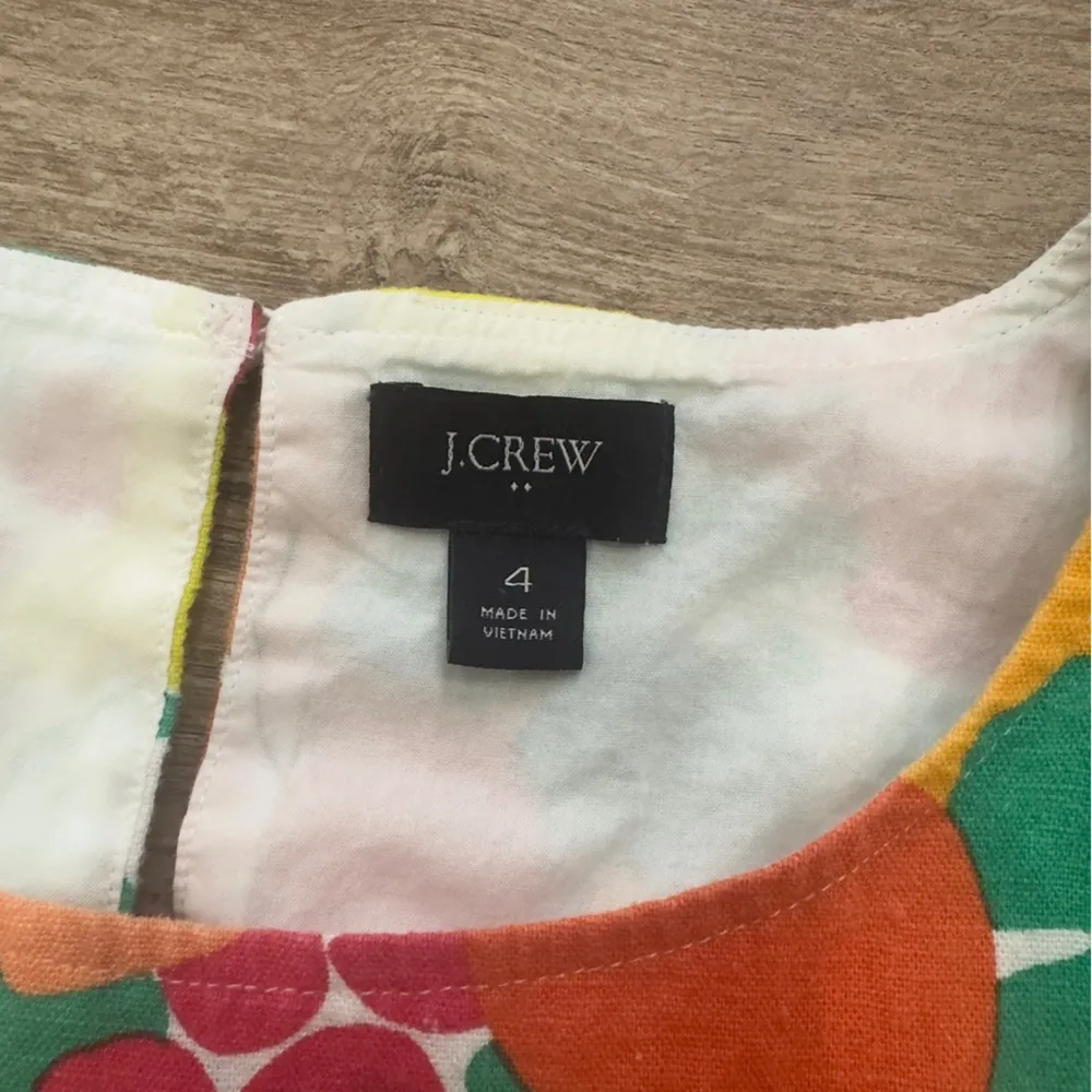 J. Crew Linen Blend Printed Dress Size 4 Colorful Fruit Tropical Artsy Novelty - Image 5