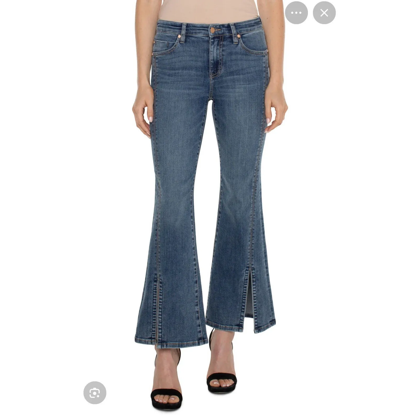 Women's Liverpool Hannah Crop FLARE SEAMED WITH FRONT SLIT SIze 10/30 Blue - Image 14