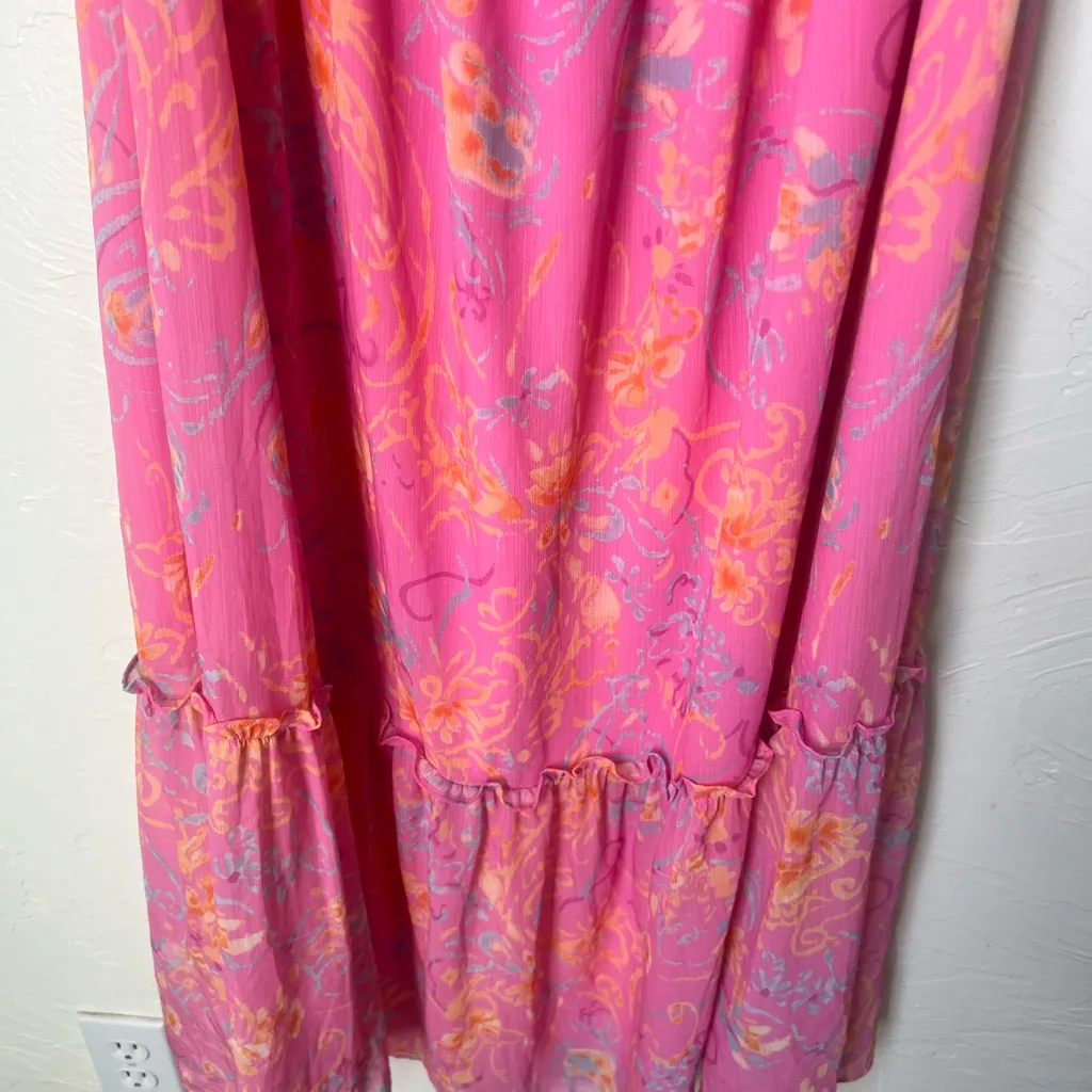 Ramy Brook Pasiley Printed Ashley dress Pink and Orange Strapless Dress size L - Image 4