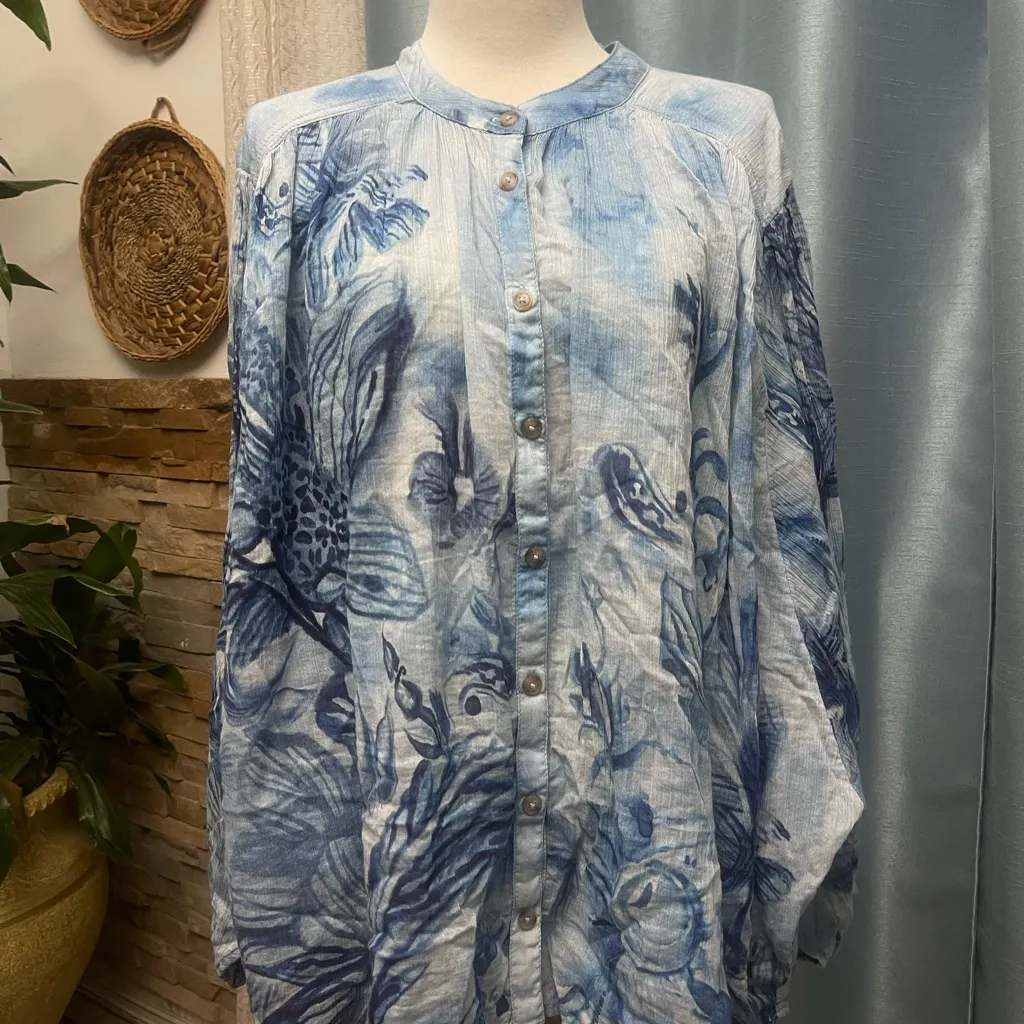 Pilcro Blue Floral Women's Blouse - Image 2