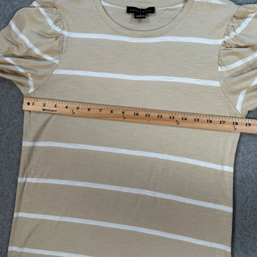 Sanctuary T-Shirt Dress Women's Small Stripe Beige/White Short Sleeve Casual - Image 5