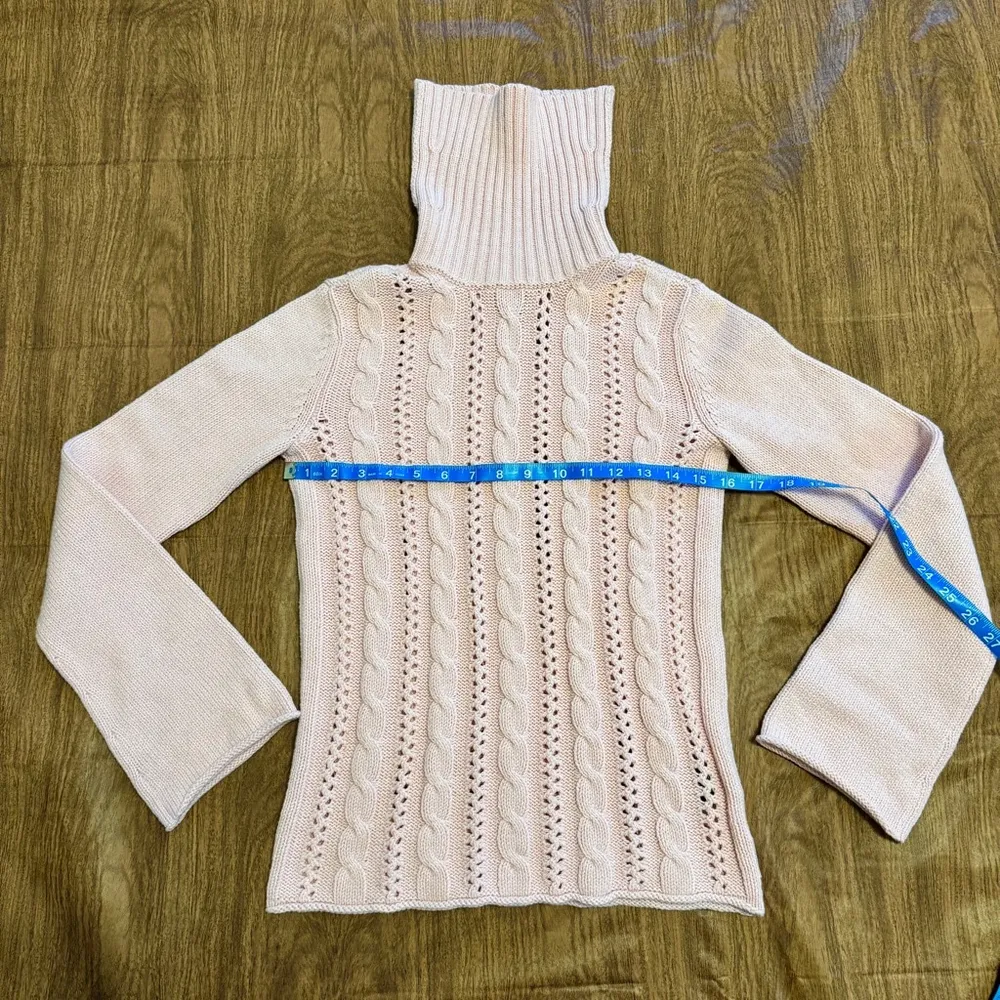 Calvin Klein Jeans Cable Knit Turtleneck Sweater, Pink, Size S Cotton Blend - Image 8