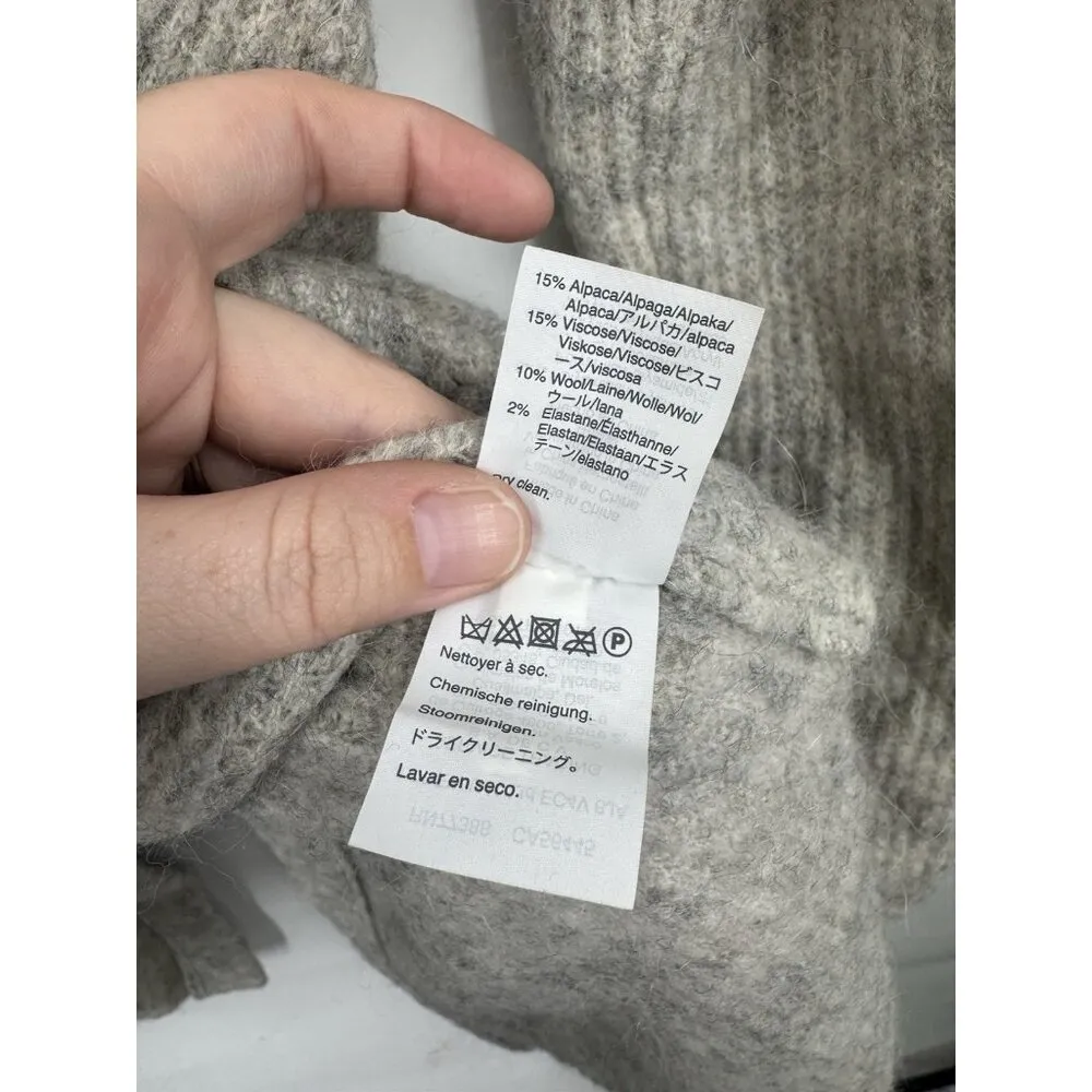 Point Sur J. Crew Alpaca Wool Blend Sweater Women Medium Grey‎ Button Back Gray - Image 6