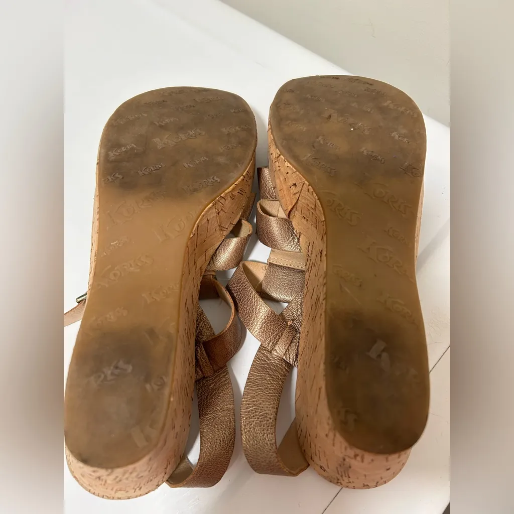 Kork Ease Wedge Sandals Metallic Bronze Tan Size 10 - Image 11