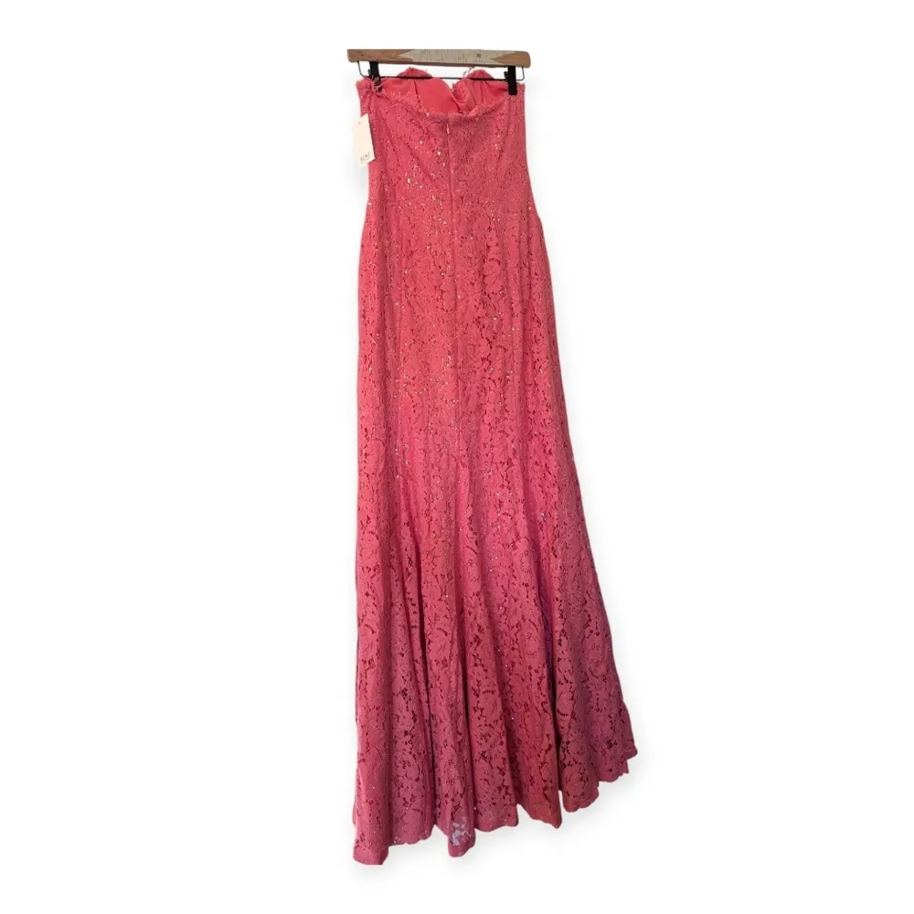 New Rene Ruiz Prom Dress Strapless Sweetheart Lace Gown Sequins Formalwear Pink Size 6 - Image 13