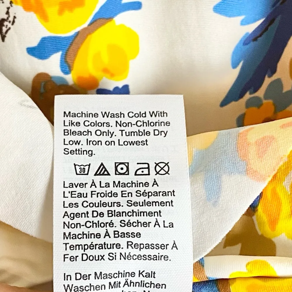 J. Crew Ruffle Scoop-Back Blossom Stripe White/Yellow Floral One-Piece Swimsuit - Image 8