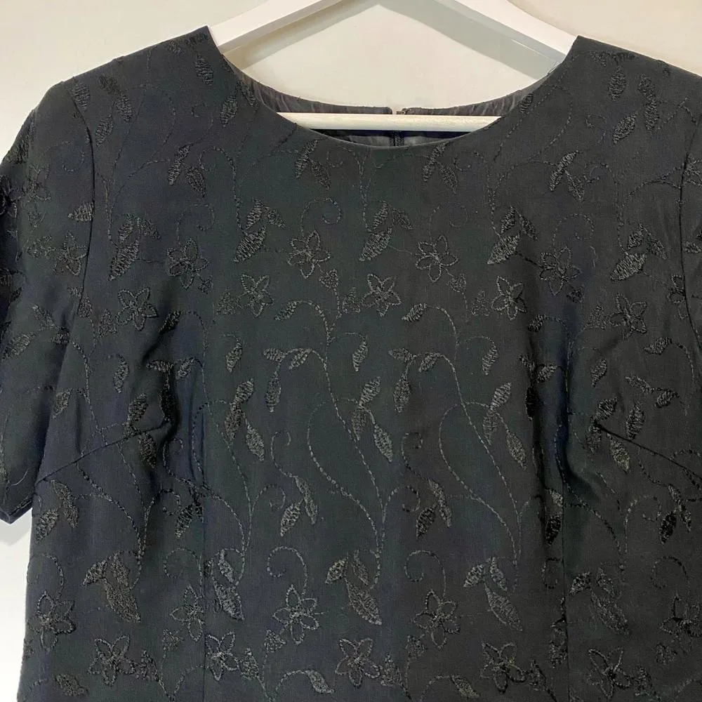 Vintage Talbots Women’s Sheath Embroidered Mini Dress Black Size 8 EUC - Image 3