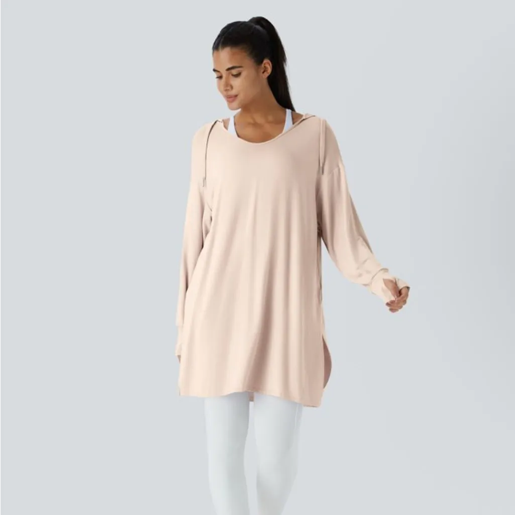 NWOT HALARA Long Sleeve Hoodie lightweight modern oversized size M. Stretch soft - Image 3