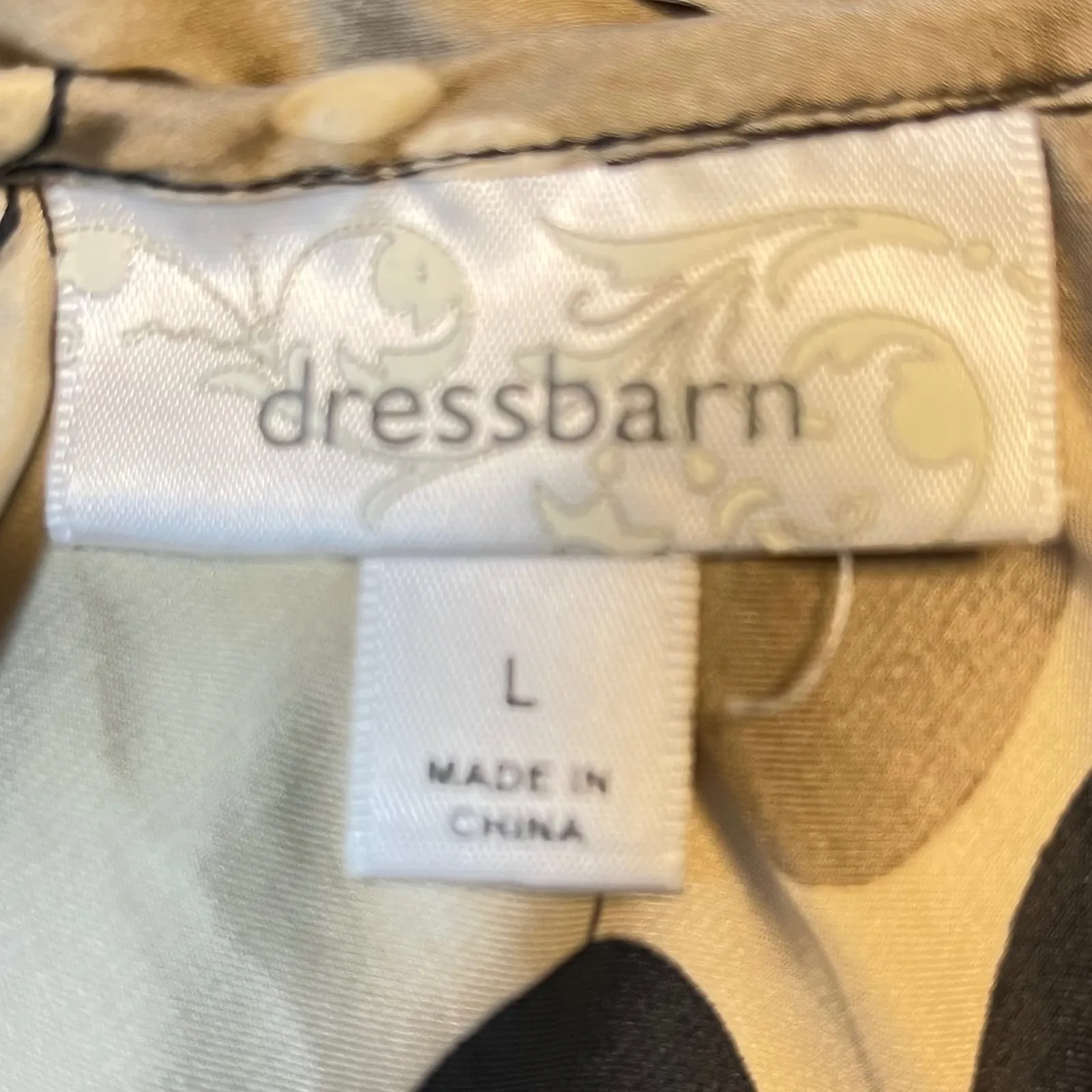 Dressbarn Women's Y2K Sleeveless Halter Top Beige Brown Black Circle Print Large - Image 6