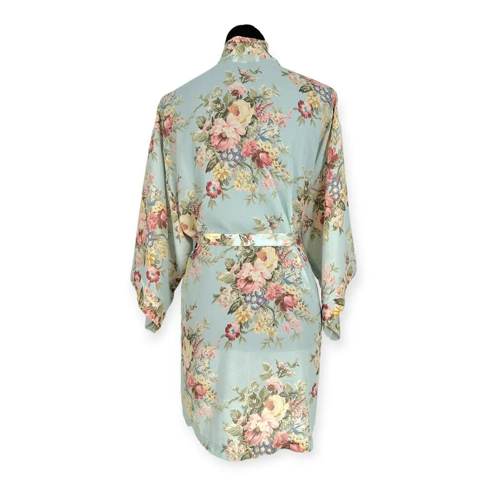 Victoria's Secret | Small | VINTAGE Gold Tag Seafoam Floral Robe Kimono Cover-Up - Image 12