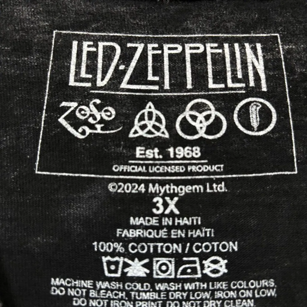 Led Zeppelin USA 1977 Tour Flaming Icarus Band T-Shirt 3X - Image 4