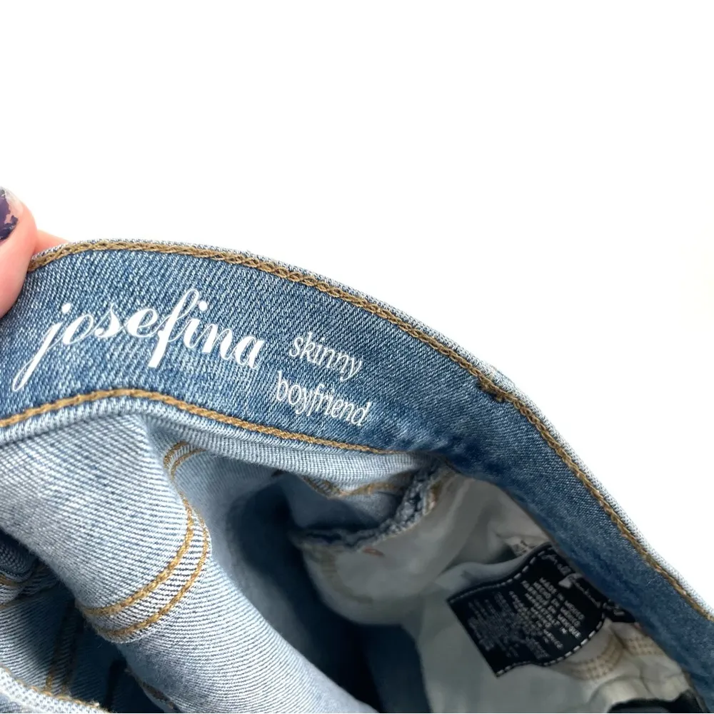 7 For All Mankind Josefina Skinny Boyfriend Crop Stretch Jeans distressed Knee - Image 11