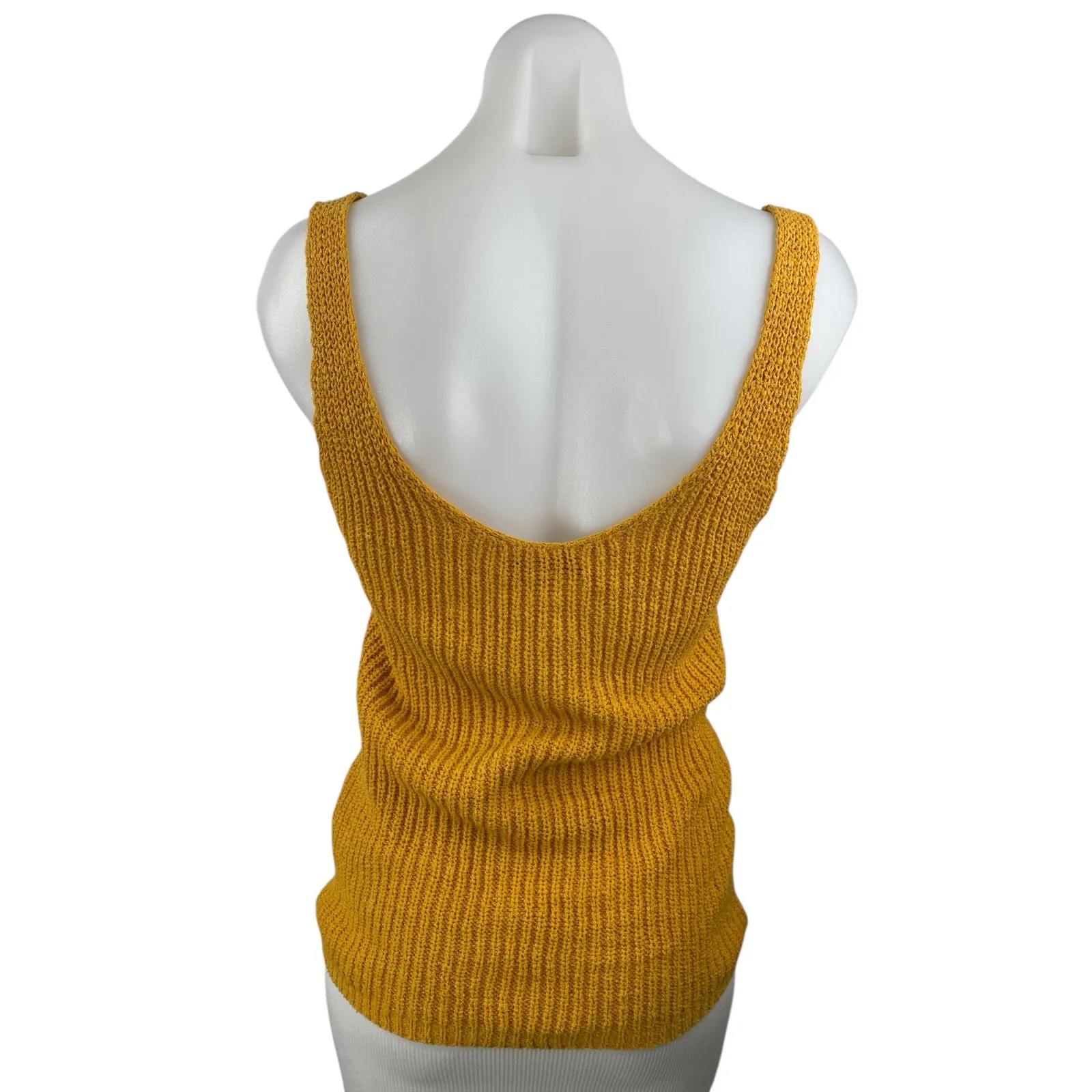Madewell Mustard Yellow Ribbed Knit Sleeveless Scoop Neck Sweater Tank Top Sz S - Image 2