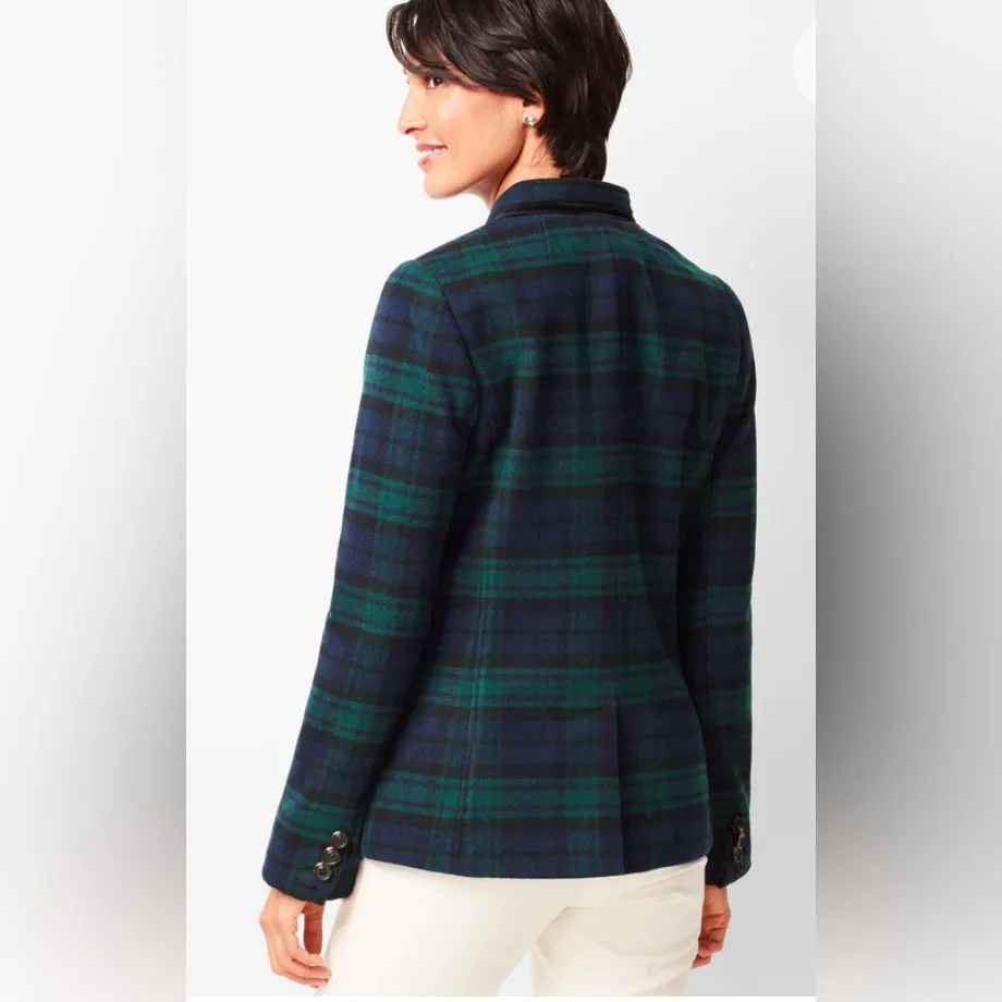 NWT TALBOTS BLACK WATCH PLAID VELVET-TRIM BLAZER - Image 2