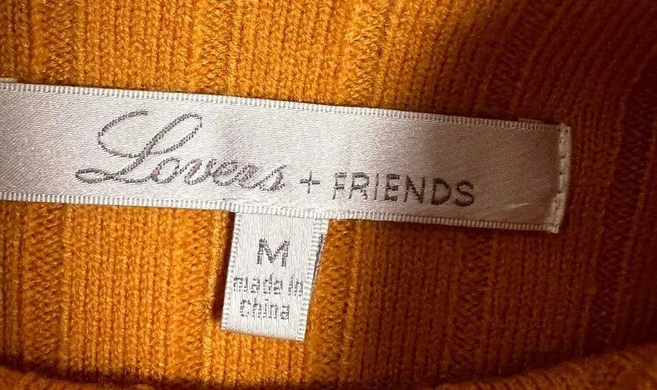 Revolve Lovers + Friends Mustard Yellow Turtleneck Crop Sweater Size Medium - Image 6