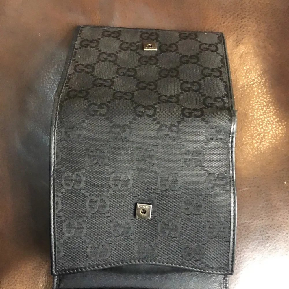 GUCCI Black Lambskin Canvas GG Guccismo Bifold Wallet Billfold Coin Section VTG - Image 10