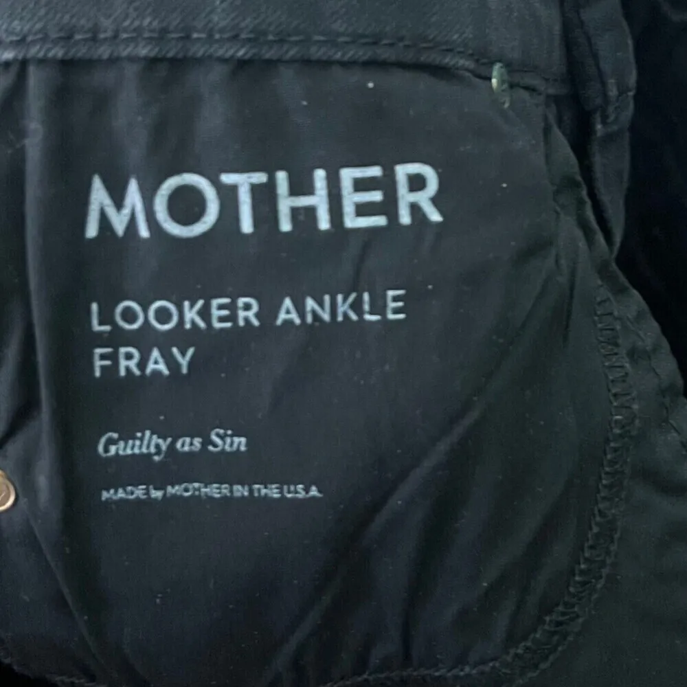 Mother The Looker Ankle Fray Jeans Guilty As Sin Black Women’s 27 Distressed - Image 12