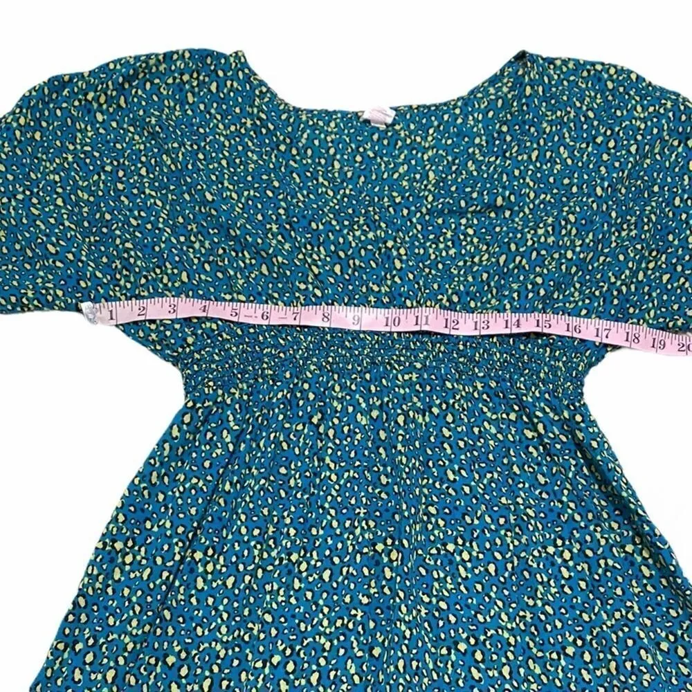 Xhilaration V-Neck Cheetah Leopard Animal Print Swim‎ Cover Up Blue Green Large - Image 6