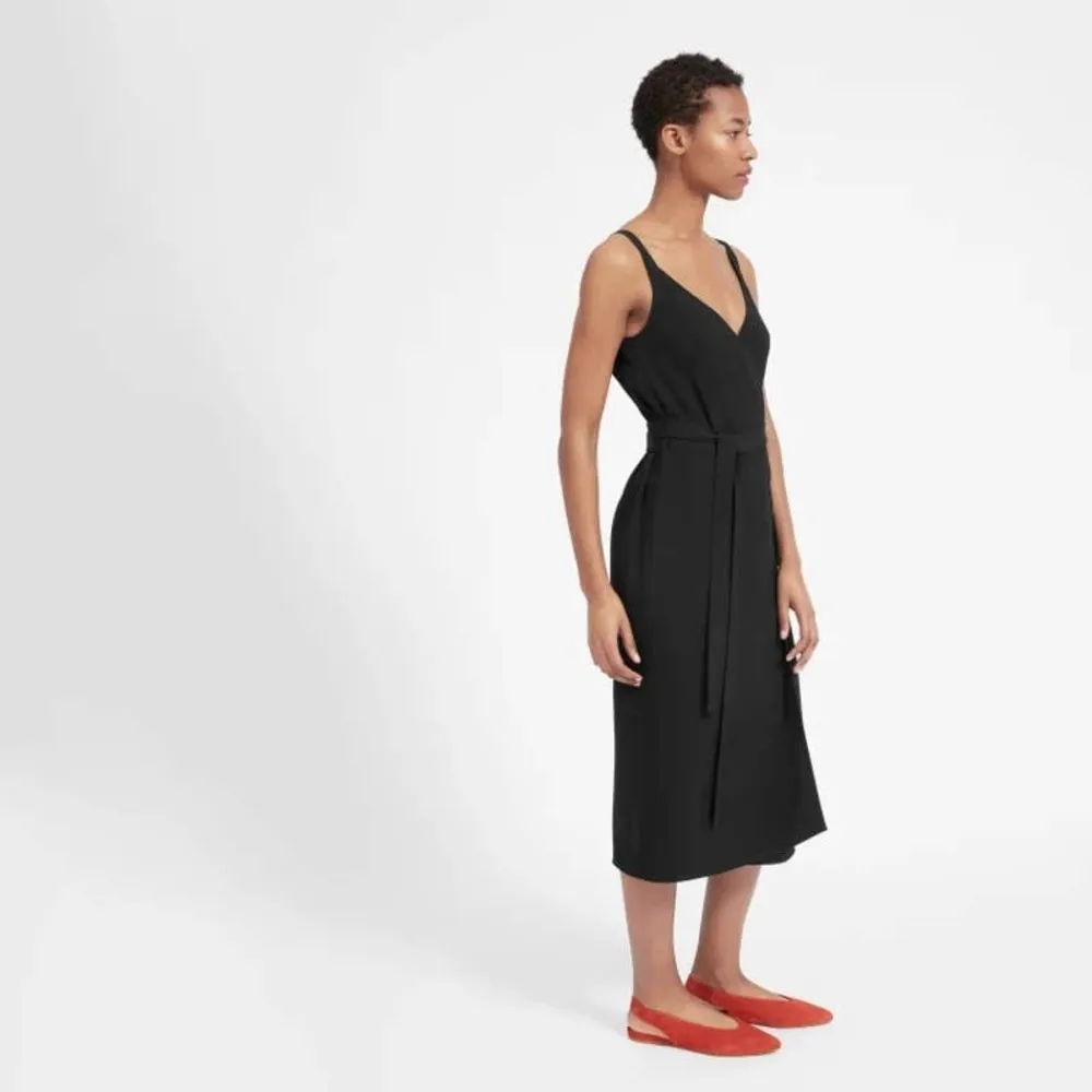 Everlane Japanese GoWeave Solid Black Tank Wrap Dress Size 0 - Image 2