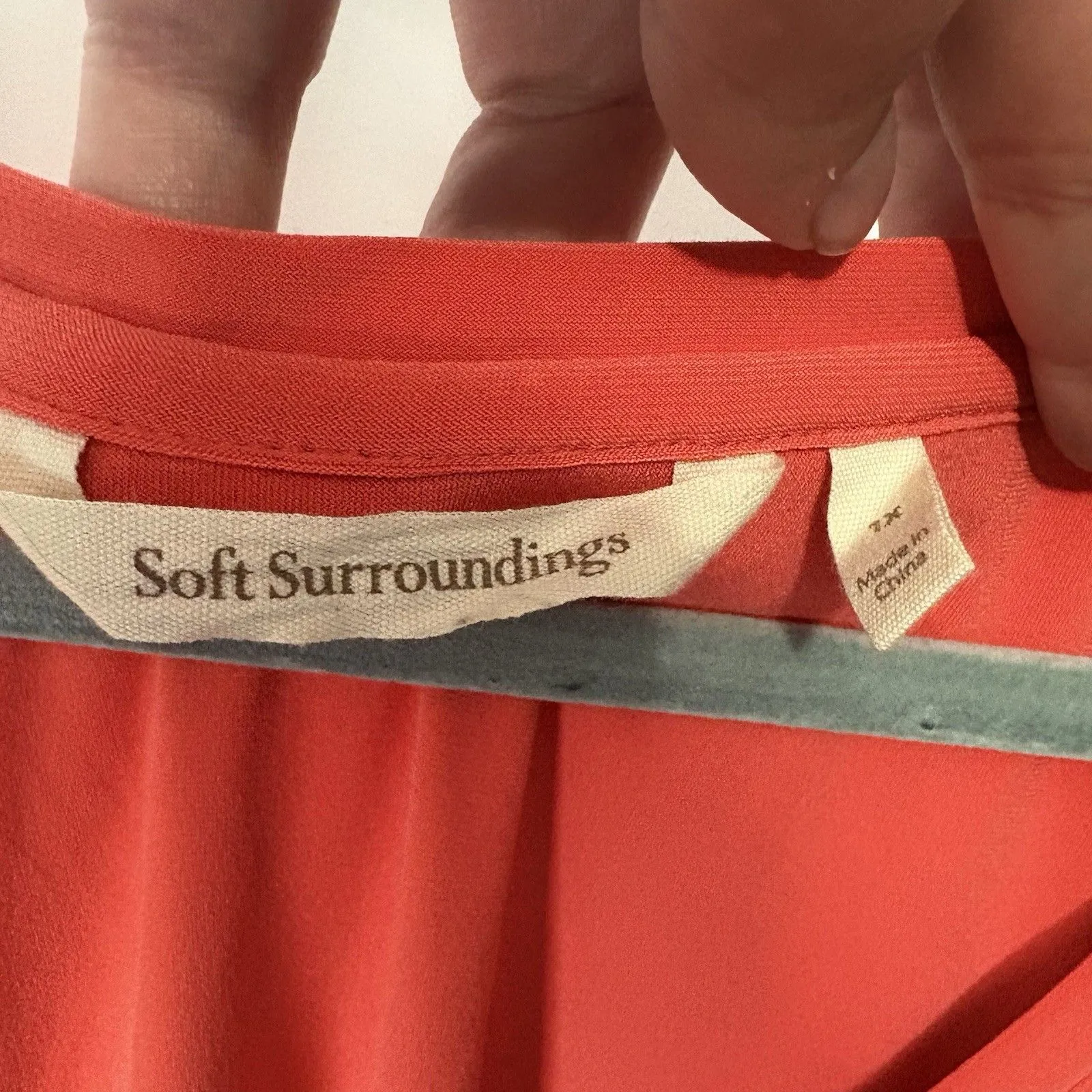 Soft Surroundings Madeline Tunic 1X Poppy Red Cape Layer Sleeve Knit Top Stretch - Image 6