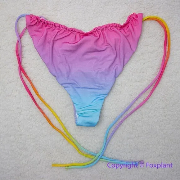 NEW Monica Hansen Beachwear MHB miami vice string bikini bottom, size M Blue Size M - Image 8