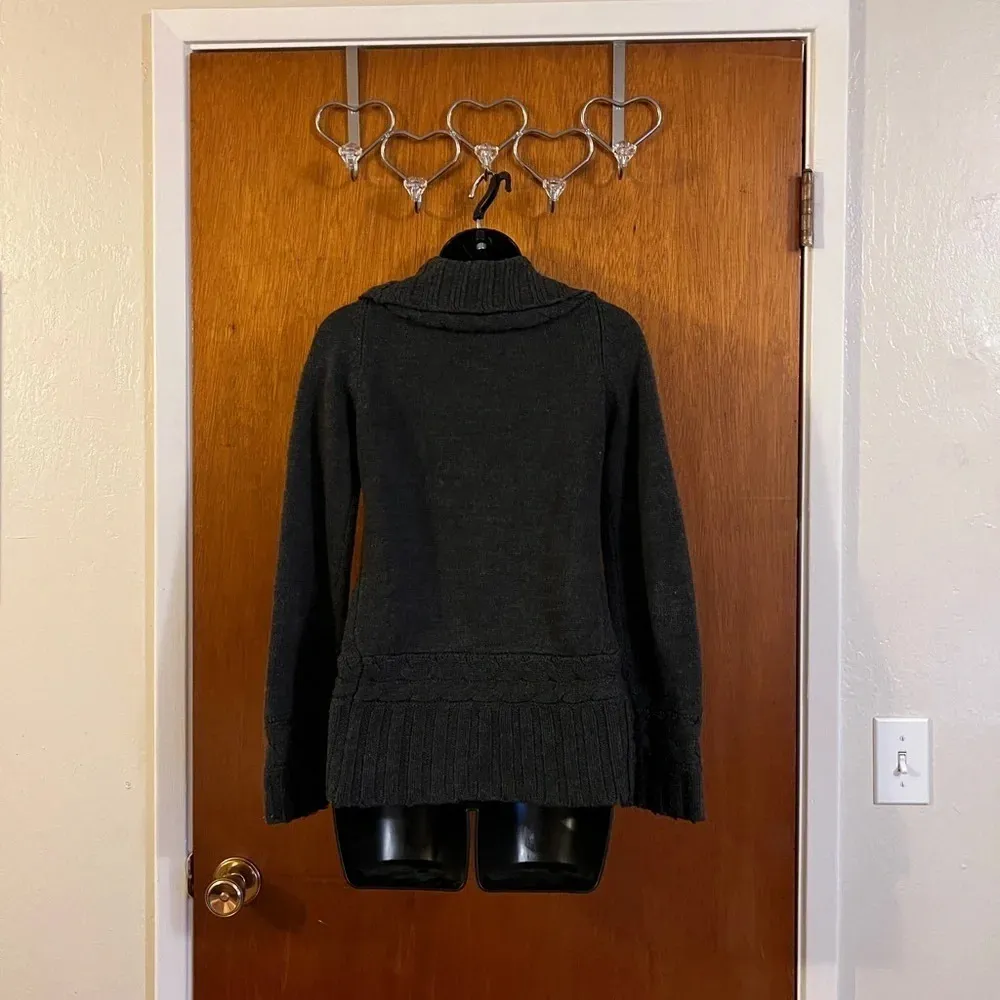 Pink Rose Women’s Cable Knit Cardigan Sweater, Dark Gray, Size Small Cozy Winter - Image 12