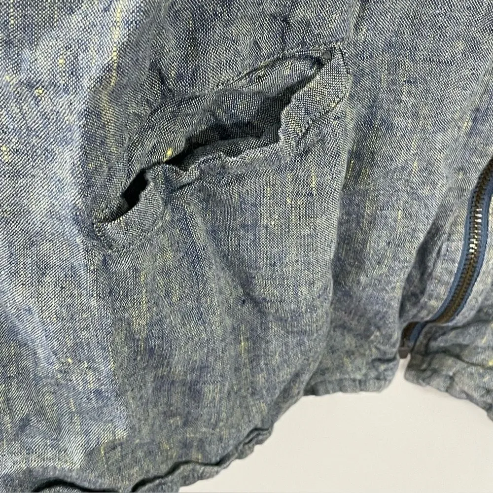 Flax‎ 100% Linen Blue Zip Up Lightweight Jacket Size MEDIUM - Image 7
