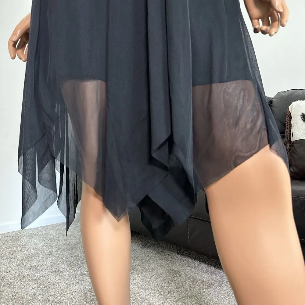 Alyn Paige Womens Halter Babydoll Dress Asymmetric Sz 7/8 S Midi Whimsigoth Y2K - Image 9