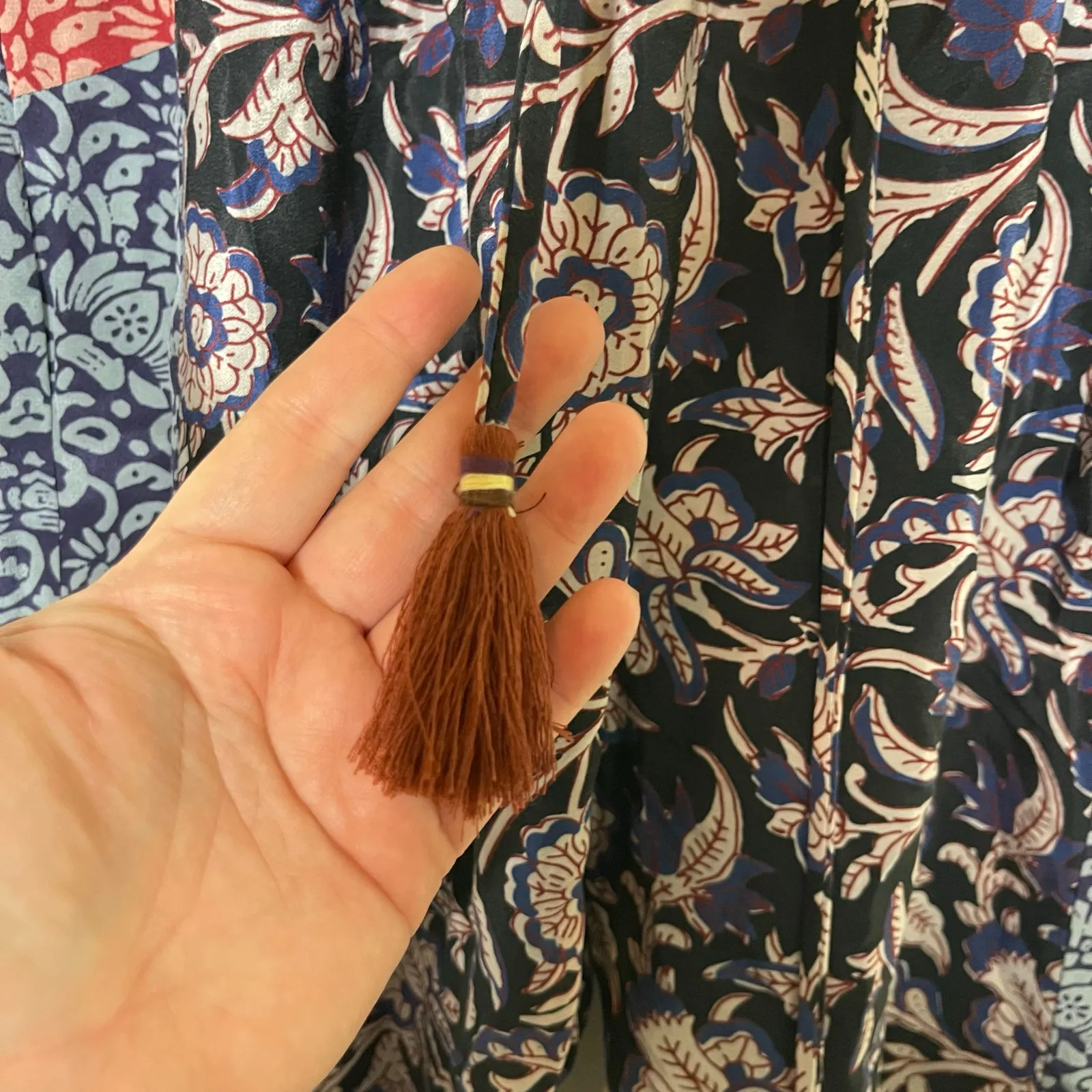 Sea New York multicolor floral elastic waist band crop pants sz 0 Blue - Image 3