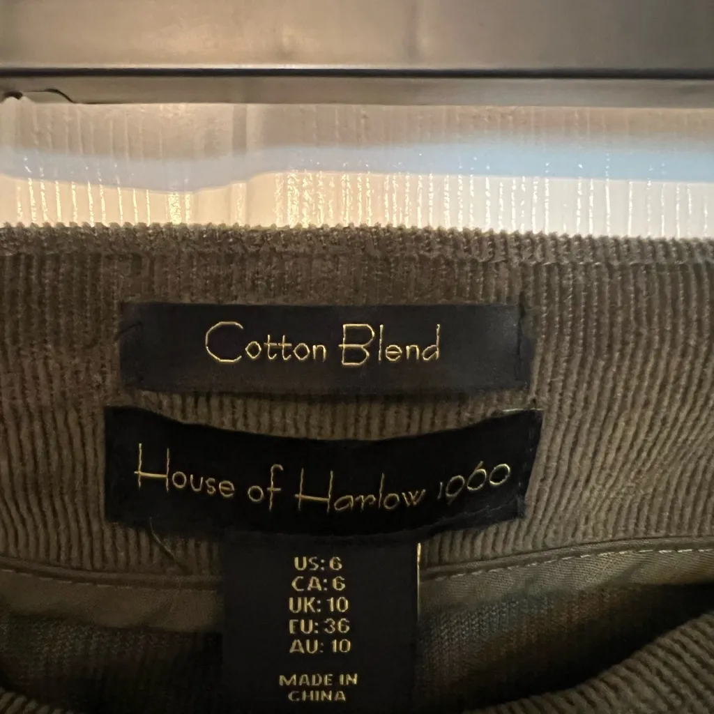 HOUSE OF HARLOW Women's Olive Green High Rise Corduroy Straight Leg Pants Size 6 - Image 9