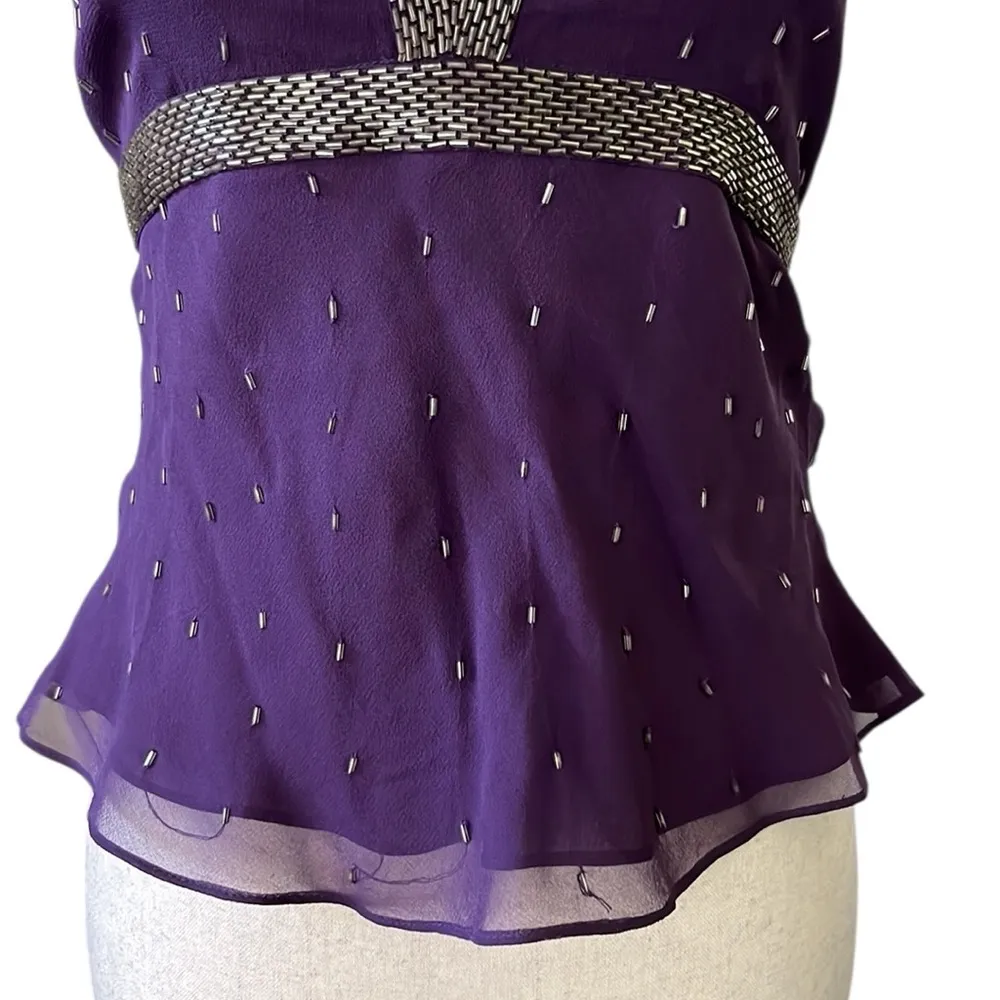 Tokyo Denim Silk Halter Blouse that ties in back Purple - Image 6