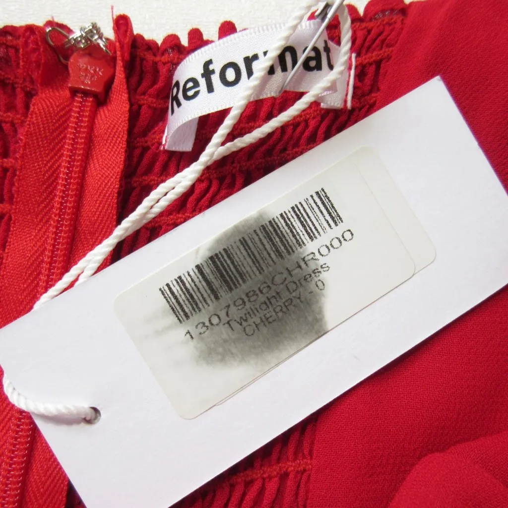 NWT Reformation Twilight in Cherry Red Side Slit Georgette Midi Tank Dress 0 - Image 4