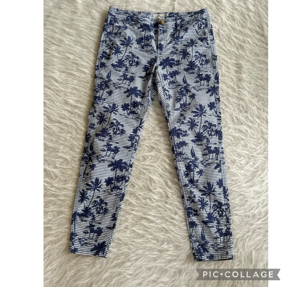Vineyard Vines Island Scene Pants Ankle Skinny 6 Blue Tropical Skinny Striped - Image 13