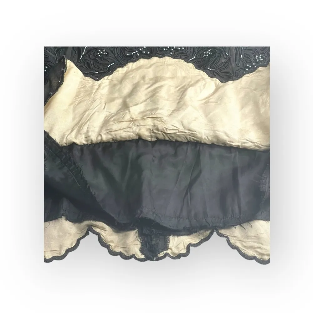 Vintage: Macis NY ❀ Silk Beaded 3D Flower Mesh Corset Illusion Top ❀ Black ❀ 14 - Image 12