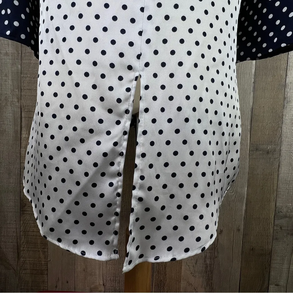 Coco Bianco XL Navy Blue Top with White Polka Dots & High Low Ducktail B… - Image 9