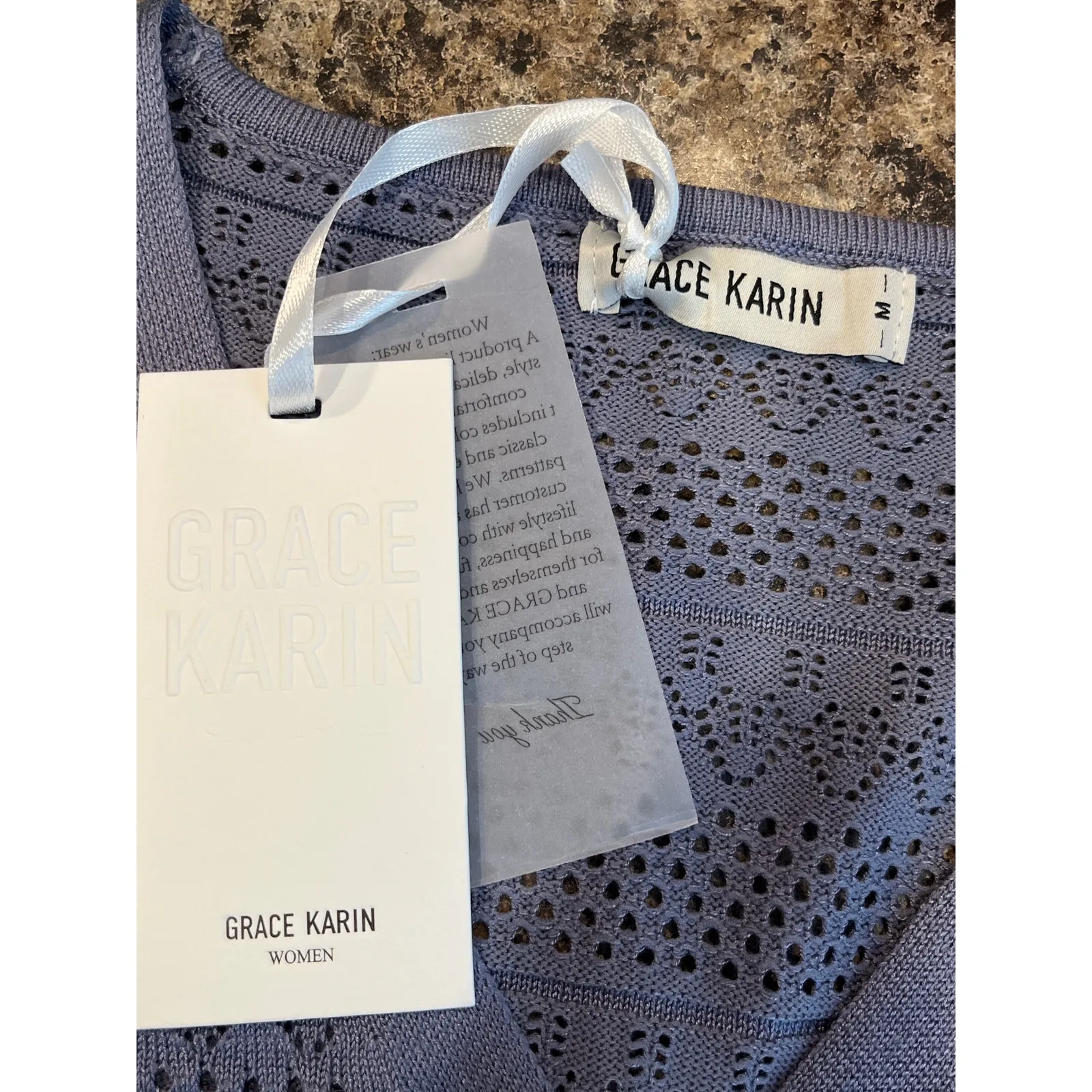 Grace Karin Medium NEW Button Front Blue‎ Cardigan Cut Out Pattern - Image 4