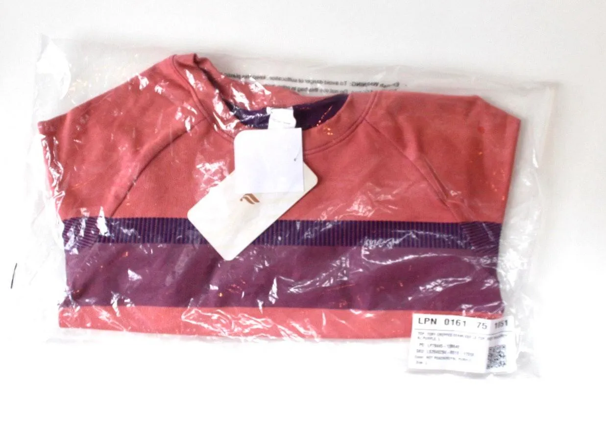 Fabletics | Hot peach/ Royal purple Tory Cropped Seamless Long-Sleeve Top - Image 3