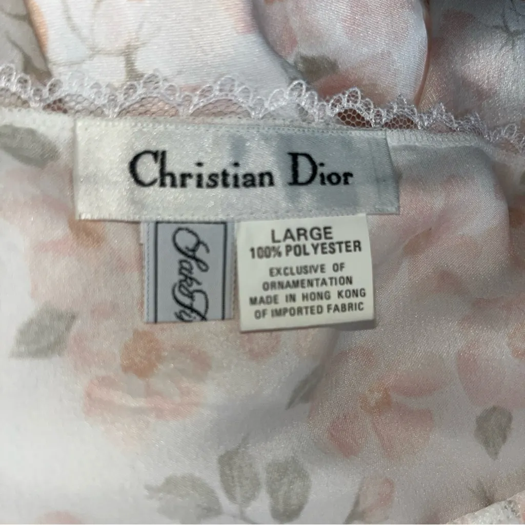 Christian Dior Nightdress long Pink Nightgown with lace detail Size Large - Image 7
