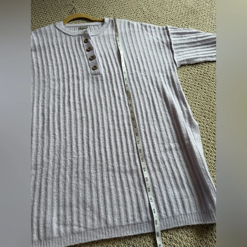 Free People Women Around the Clock Purple Ribbed Tunic Sweater Size XS Oversized - Image 7