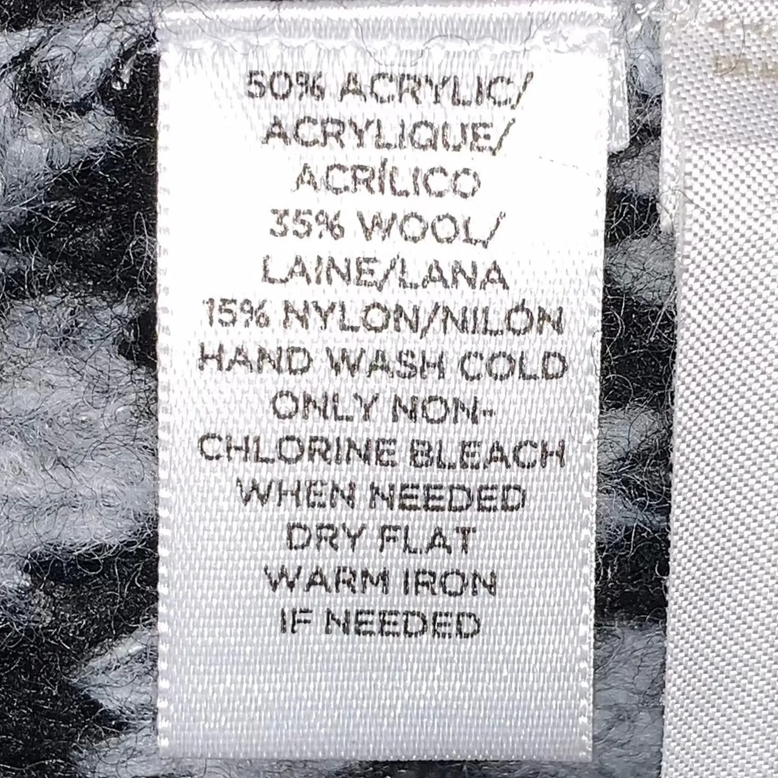 LOFT Black & White Wool Blend Open Front Cardigan With Fringe - Image 8