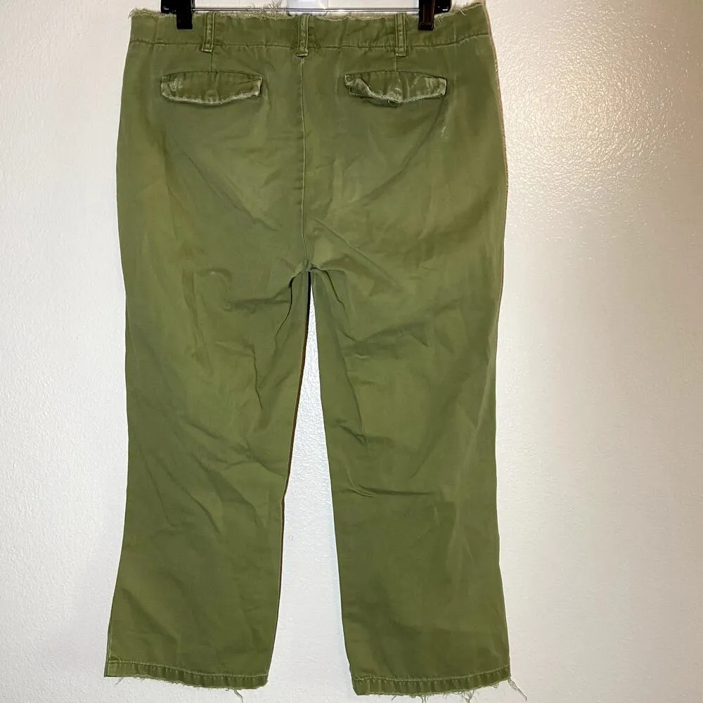 VTG J. Crew Chino Pants 100% Cotton Flat Front Slash Pocket Low Rise Green 10 - Image 4