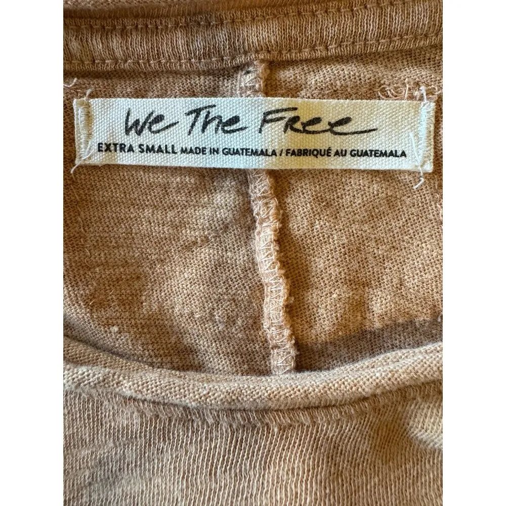 We The Free Shirt Women XS Tan Orange Crew Neck Short Sleeve Be My Baby Tee Sexy - Image 9