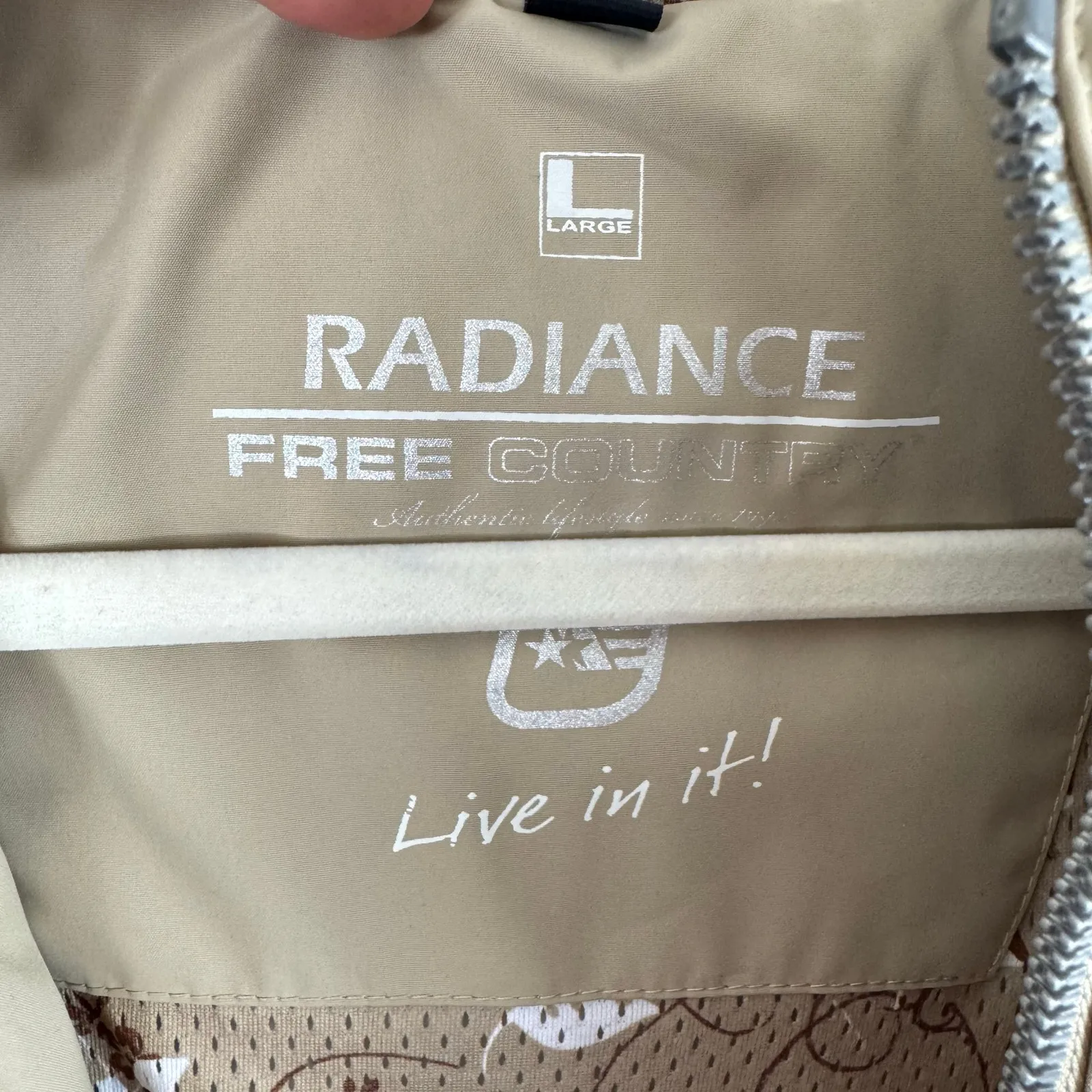 Free Country Radiance NWT Tan Full Zip Snap Up Hooded Rain Jacket Women's Size L - Image 6