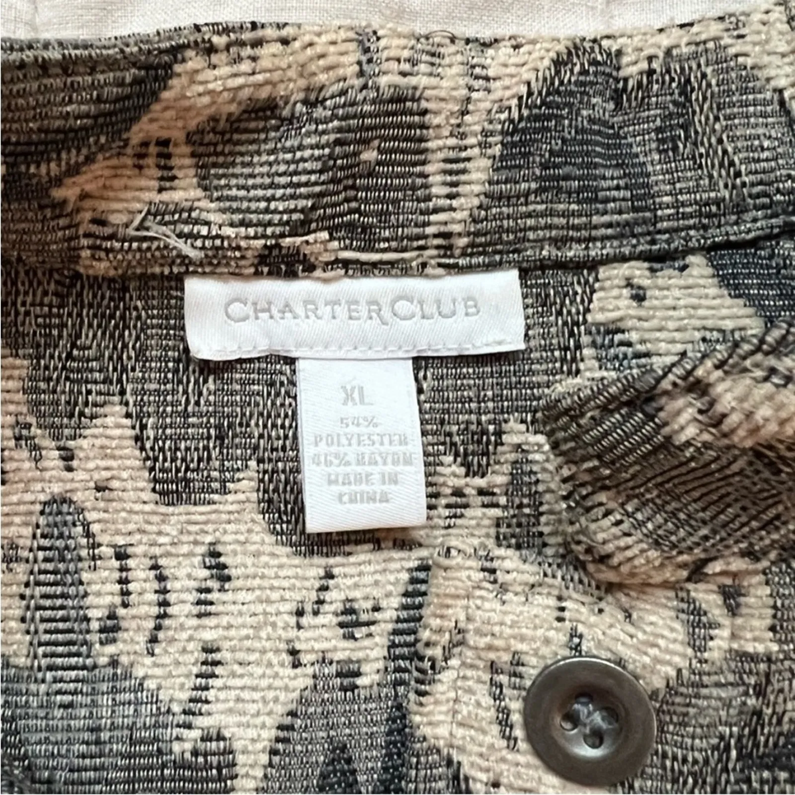 Charter Club Grey & Cream Floral Tapestry Coastal Grannycore Trucker Jacket - XL - Image 3